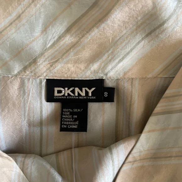 DKNY Pastel 100% Silk Full Layered Tiered Striped Skirt size 8 - Picture 9 of 9